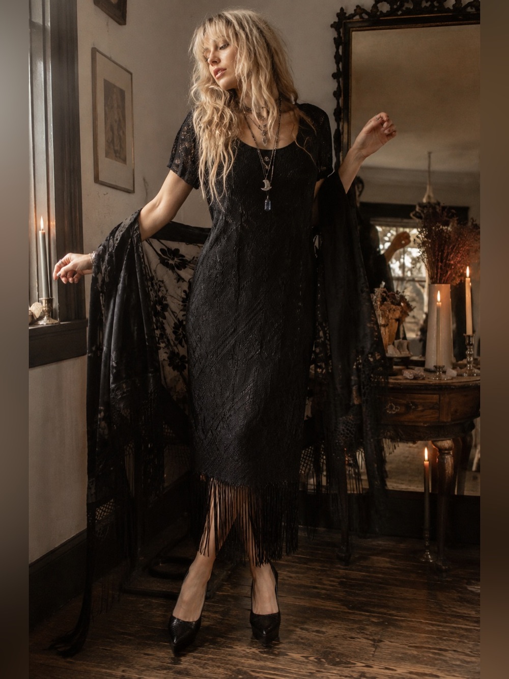 Vintage Crochet Fringe Dress